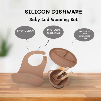 Silicone Baby Suction Feeding Set (Caramel)