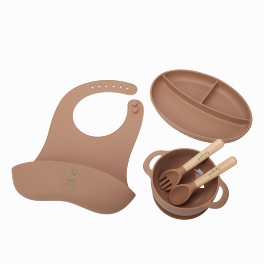 Silicone Baby Suction Feeding Set (Caramel)