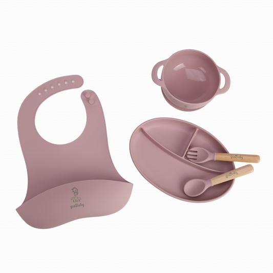 Silicone Baby Suction Feeding Set (Mauve)